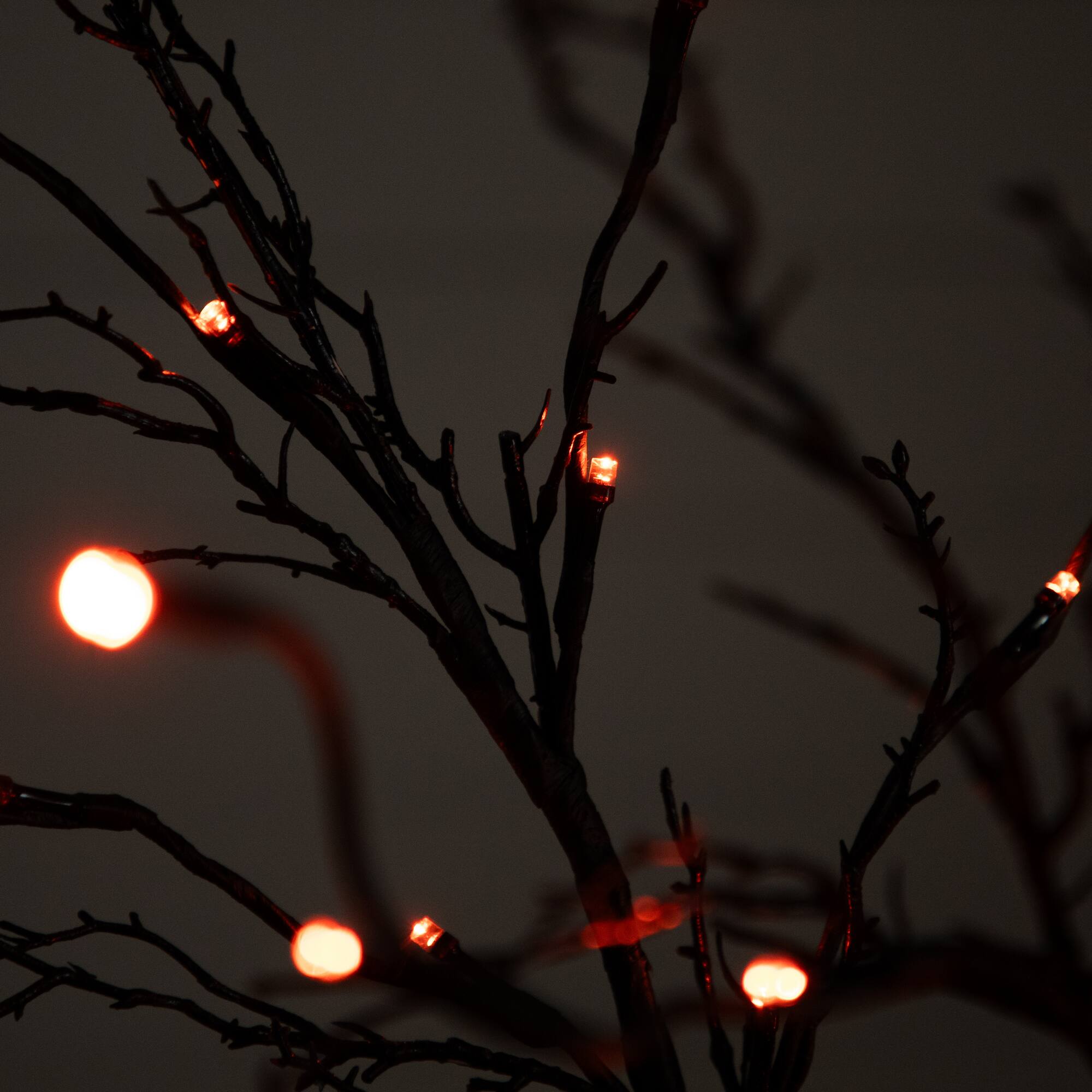 5ft. Orange & Purple LED Pre-Lit Halloween Deluxe Black Twig Artificial Fall Tree
